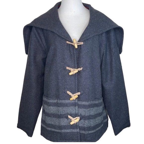 Tommy Hilfiger Wool Blend Coat Hooded Toggle Rope Closure - Picture 1 of 17
